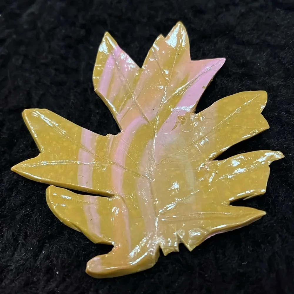 Tan and Pink ONE of a Kind Rare Unique One of a Kind Handmade Leaf Brooch